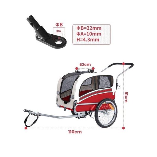 Remorque pour animaux Sepnine 20303b Pliante Imperméable 30kg - Rouge