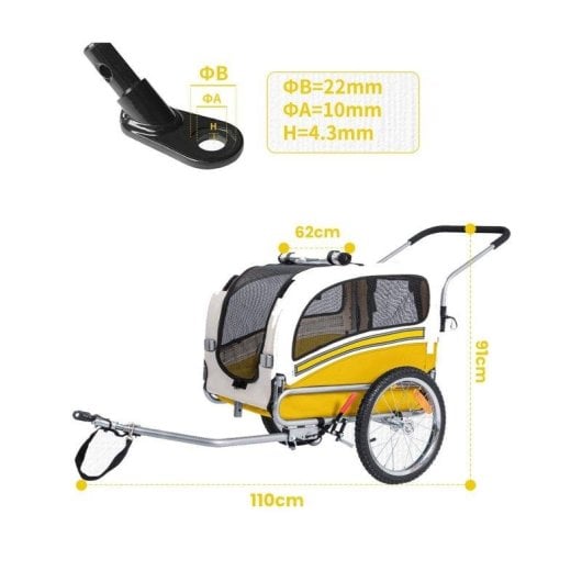Remorque pour animaux Sepnine 20303b Pliable Imperméable 30kg Jaune