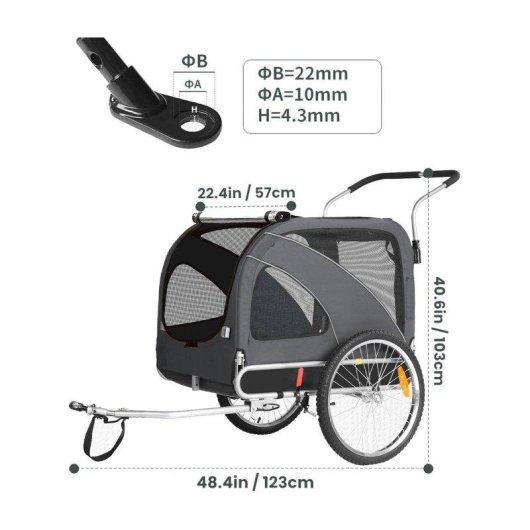 Remorque pour Animaux Sepnine 10202b 40kg Pliable - Gris Foncé