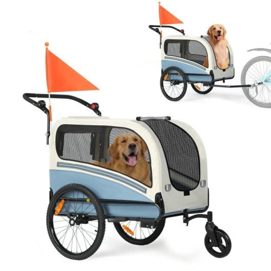 Remorque pour animaux Sepnine 10202ns, Max 50kg, Manette 6 niveaux, Gris Bleu
