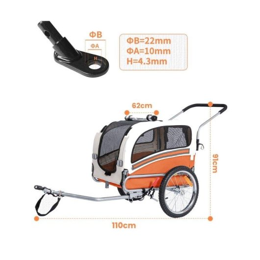 Remorque pour animaux Sepnine 20303b Pliante Imperméable 30kg Orange