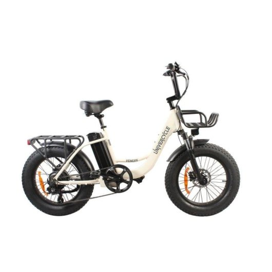 Bicicleta Eléctrica Univercycle B5 250W 48V 13Ah 20" Neumáticos Anchos Frenos Disco Hidráulico Blanco