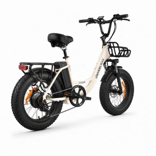 Bicicleta Eléctrica Univercycle B5 250W 48V 13Ah 20" Neumáticos Anchos Frenos Disco Hidráulico Blanco