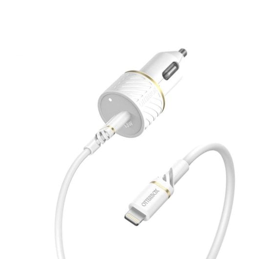Cargador de Coche USB C 18W PD OtterBox con Cable Lightning 1 m Blanco