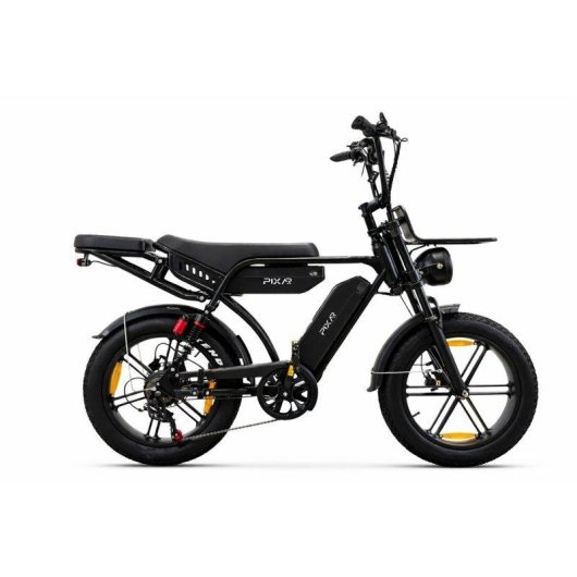 Bicicleta Elétrica Pixar M9 - Motor 250W Bateria 48V 35Ah Freios Hidráulicos Preto