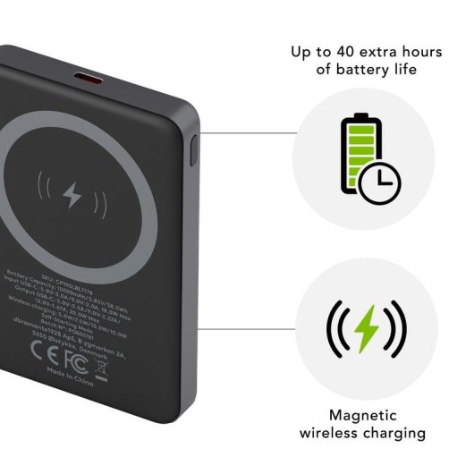 Externe Batterie Dbramante1928 CP10SLBL7178 10000 mAh Kabelloses Laden Grau