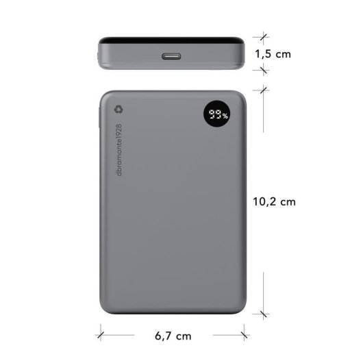 Externe Batterie Dbramante1928 CP10SLBL7178 10000 mAh Kabelloses Laden Grau