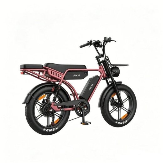 Bicicleta Elétrica Pixar M9 - Motor 250W Bateria 48V 35Ah Freios Hidráulicos Cor de Rosa Dourado