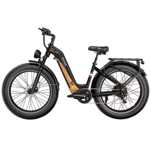 Bicicleta Eléctrica OVIVO V6 Pro 250W 48V 20Ah 26" Frenos Hidráulicos Negro Oro