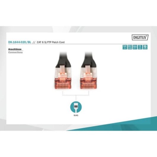 Cable de red CAT 6 S/FTP 2 m Digitus Negro