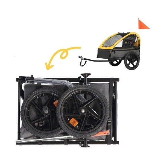 Anhänger für Kinder Sepnine BT609 2 Kinder Gelb Faltbar