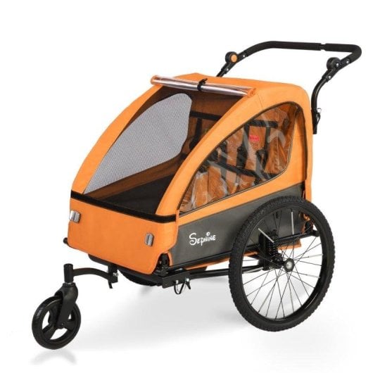 Anhänger für Kinderfahrräder Sepnine Bt920 2 Kinder Faltbar Orange