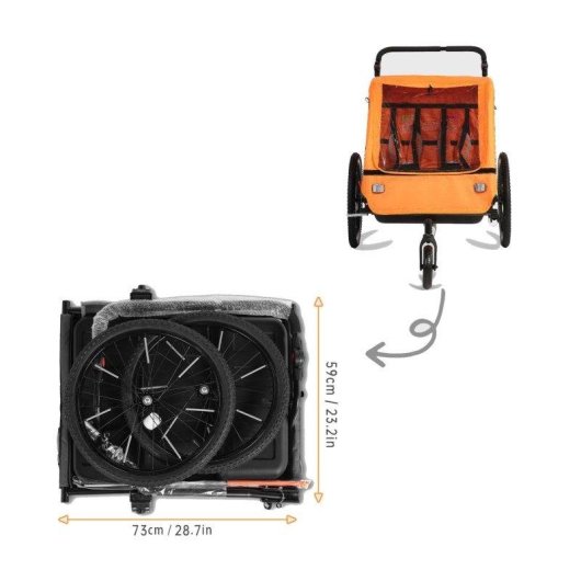Anhänger für Kinderfahrräder Sepnine Bt920 2 Kinder Faltbar Orange