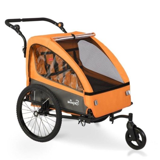 Anhänger für Kinderfahrräder Sepnine Bt920 2 Kinder Faltbar Orange