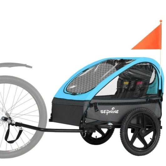 Anhänger für Kinderfahrräder Sepnine BT609 – 2 Kinder, Faltbar, Wasserdicht - Blau