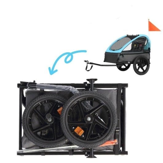Anhänger für Kinderfahrräder Sepnine BT609 – 2 Kinder, Faltbar, Wasserdicht - Blau