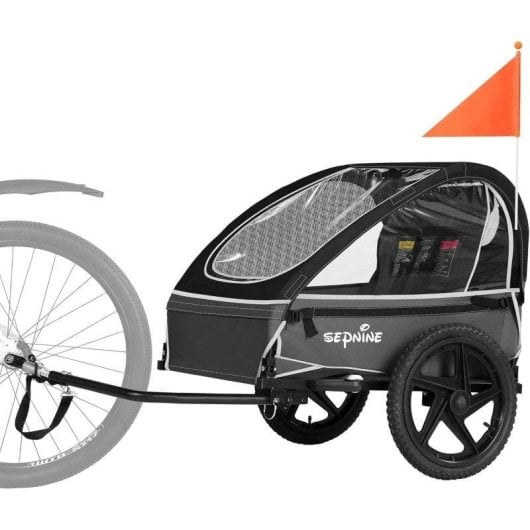 Anhänger für Kinderfahrräder Sepnine Bt609s – 1 Kind, Faltbar - Schwarz