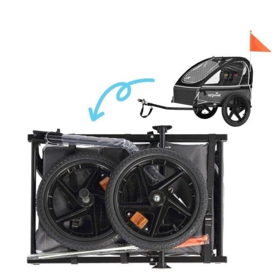 Anhänger für Kinderfahrräder Sepnine Bt609s – 1 Kind, Faltbar - Schwarz