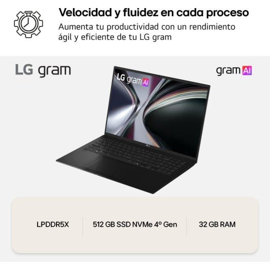 Ordinateur portable LG Gram 16" Intel Core Ultra 7 32GB 512GB SSD Arc FreeOS Noir