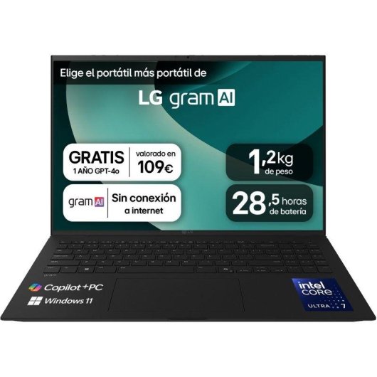 Portátil LG Gram 16Z90TL-G.AU88BN 16" Intel Core Ultra 7 258V 32GB 1TB SSD Intel Arc Windows 11