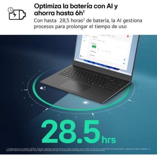 Portátil LG Gram 16Z90TL-G.AU88BN 16" Intel Core Ultra 7 258V 32GB 1TB SSD Intel Arc Windows 11