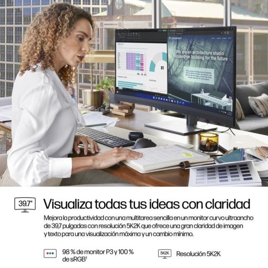 Monitor PC HP Serie 7 Pro 39,7" WUHD UltraWide IPS Curvo Altoparlanti Regolabile