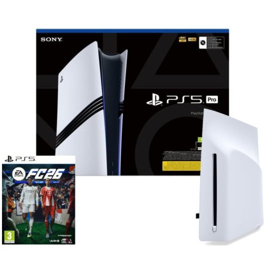 Sony PlayStation 5 Pro Nuevo Dualsense + Unidad de Disco para PlayStation Slim + EA SPORTS FC 26