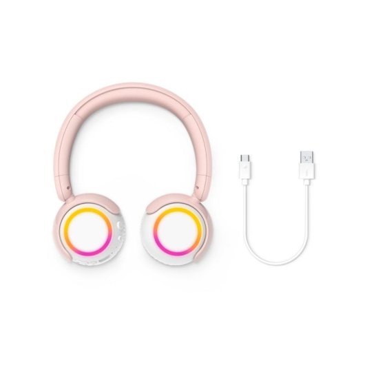 Auriculares Philips TAK4200 inalámbricos Bluetooth con cancelación de ruido, micrófono y carga rápida rosa y blanco