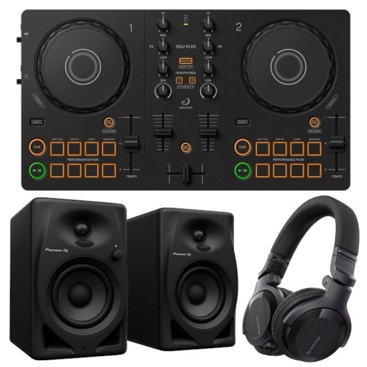 Pioneer DJ Bundle Starter Controladora DJ 2 Canales + Monitores de 4'' + Auriculares DJ Profesional