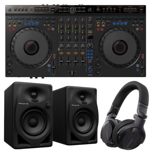 Pioneer DJ Bundle Level-Up Controladora DJ 4 Canales + Monitores de 4" + Auriculares DJ Profesional