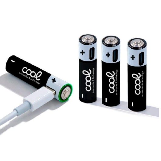 Pilas Recargables AAA Cool con Carga USB Tipo-C Pack 4 Unidades