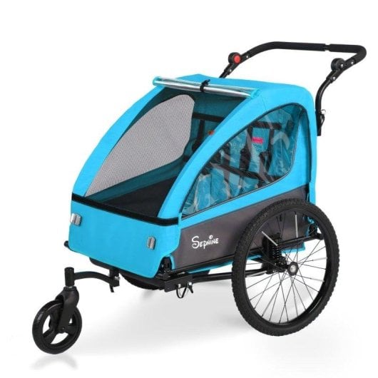 Anhänger für Kinderfahrräder Sepnine Bt920 – 2 Kinder, Faltbar - Blau