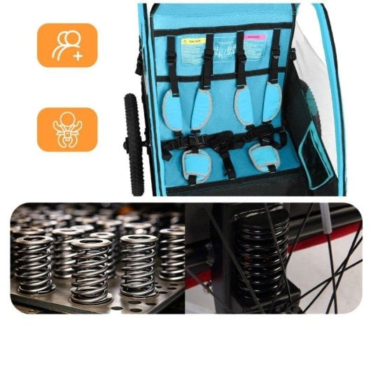 Anhänger für Kinderfahrräder Sepnine Bt920 – 2 Kinder, Faltbar - Blau