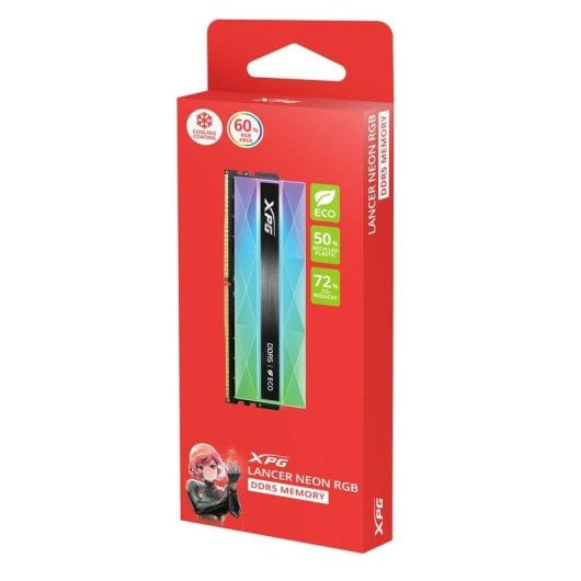 Memoria RAM ADATA Lancer Neon RGB 16GB 1x16GB DDR5 6400MHz CL32 Multicolor AMD EXPO Intel XMP