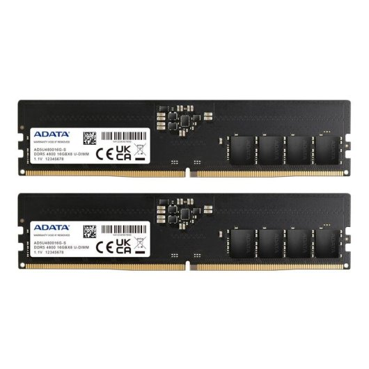 Memoria RAM ADATA AD5U480016G-DT 32GB 2x16GB DDR5 4800MHz CL40 ECC negra