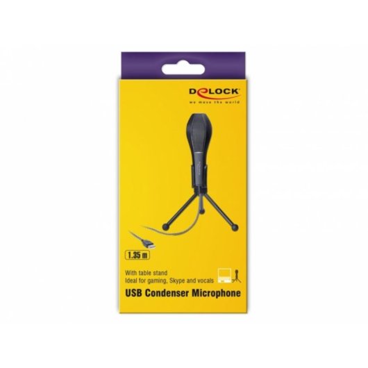Microfono DeLOCK 65939 USB omnidirezionale con supporto pieghevole nero