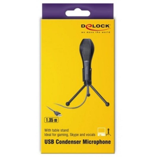 Microfono DeLOCK 65939 USB omnidirezionale con supporto pieghevole nero