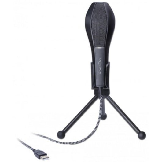 Microfono DeLOCK 65939 USB omnidirezionale con supporto pieghevole nero