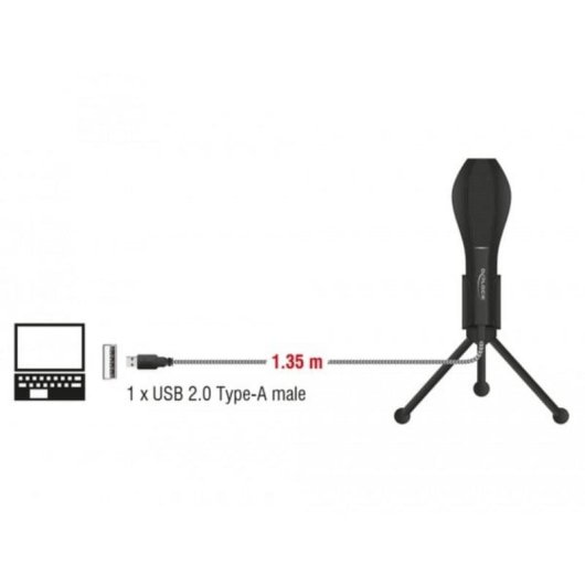 Microfono DeLOCK 65939 USB omnidirezionale con supporto pieghevole nero
