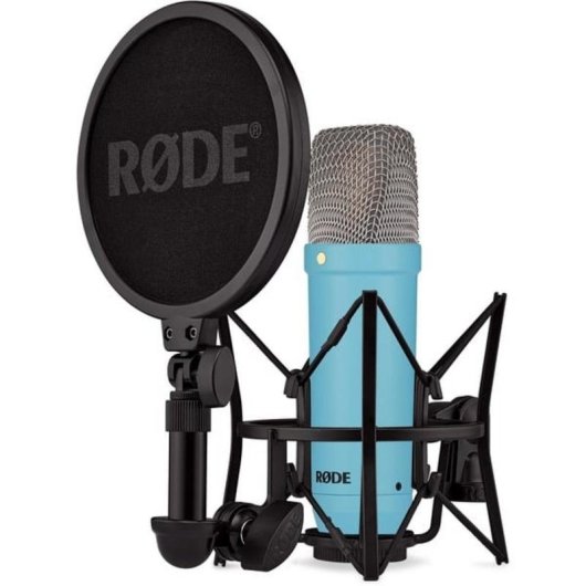Micrófono Rode NT1 Signature XLR cardioide con filtro antipop azul