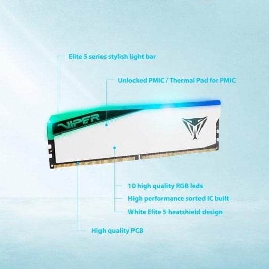 Memoria RAM Patriot Viper Elite PVER532G56C38W 32GB 1x32GB DDR5 5600MHz CL38 RGB Blanco AMD EXPO Intel XMP