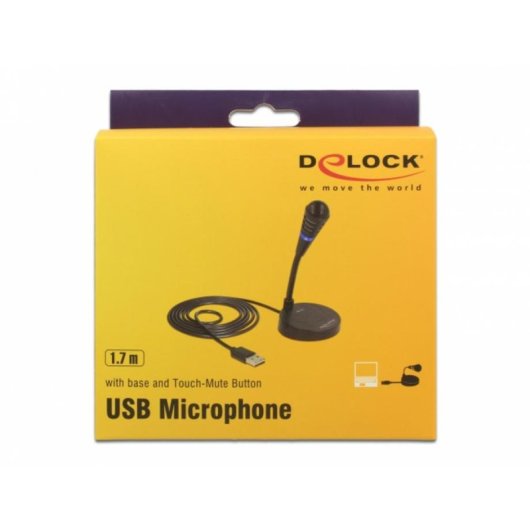 Microfono DeLOCK 65868 USB con collo d'oca e pulsante mute touch