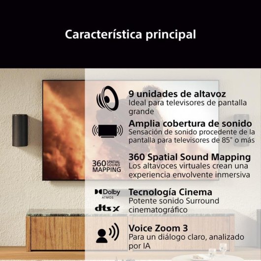 Barra de Sonido Sony HTA8 3.0.2 Canales Bluetooth WiFi Dolby Atmos Negra