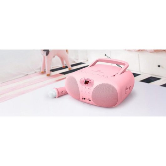 Radio CD portátil Muse MD-203 KP Rosa 2W FM LED