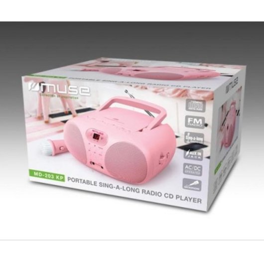Radio CD portátil Muse MD-203 KP Rosa 2W FM LED