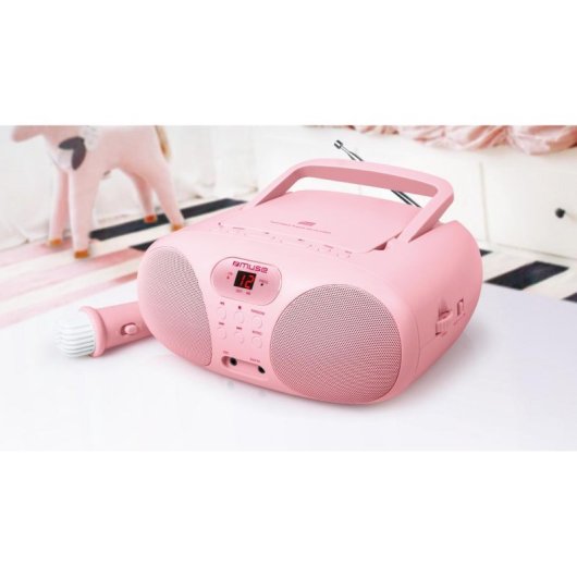 Radio CD portátil Muse MD-203 KP Rosa 2W FM LED