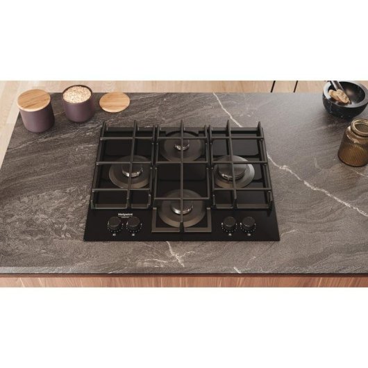 Plaque de gaz Hotpoint HAGS 61F/BK 1 intégrée 60 cm 4 zones verre noir
