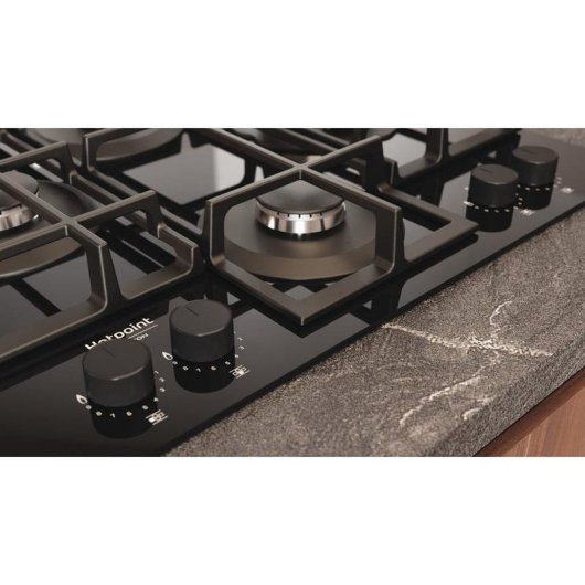 Plaque de gaz Hotpoint HAGS 61F/BK 1 intégrée 60 cm 4 zones verre noir