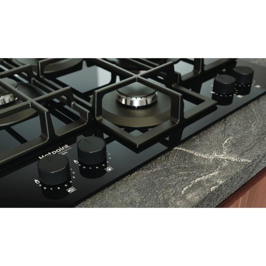 Plaque de gaz Hotpoint HAGS 61F/BK 1 intégrée 60 cm 4 zones verre noir