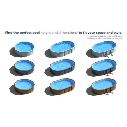 Piscina desmontable Gre Juni 3,7 m antracita con filtro de arena y escalera
